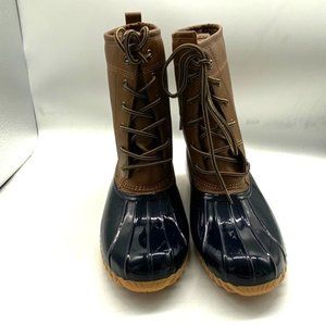 Sporto Duck Boots Man Made Upper Leather Outsole Lined Soft Plaid FabricSz 9M